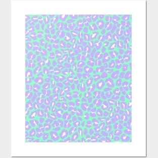 Mint Green and Purple Leopard Spots Pattern Posters and Art